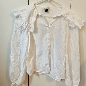 Universal Threads Button Up Broderie Collar Blouse